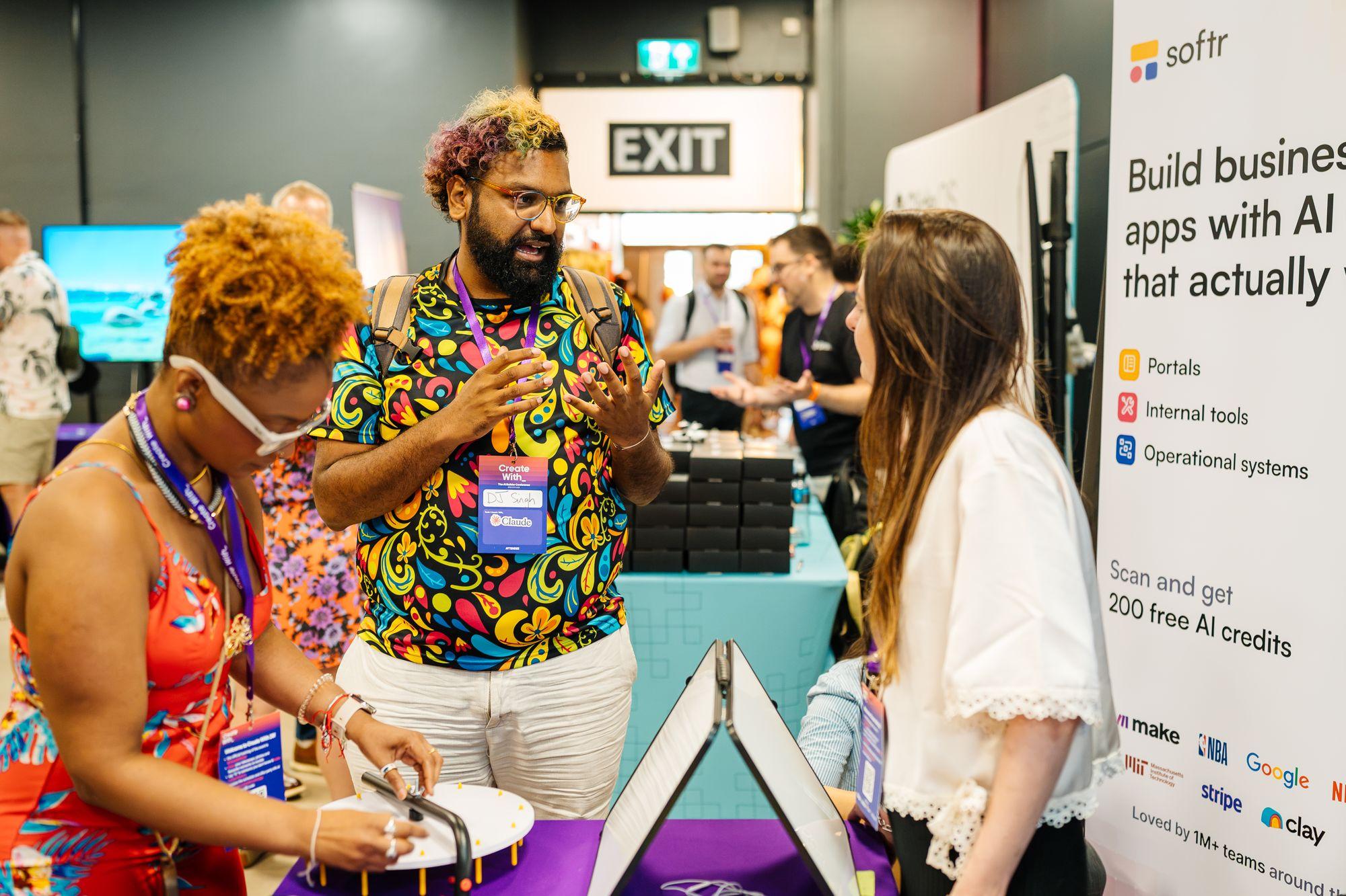 Attendees at the Softr stand